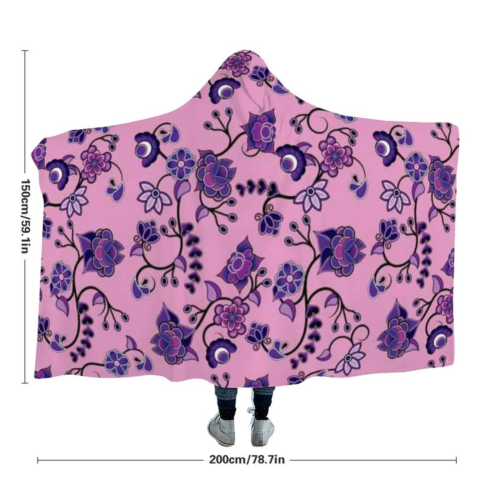 Purple Floral Amour Hooded Blanket