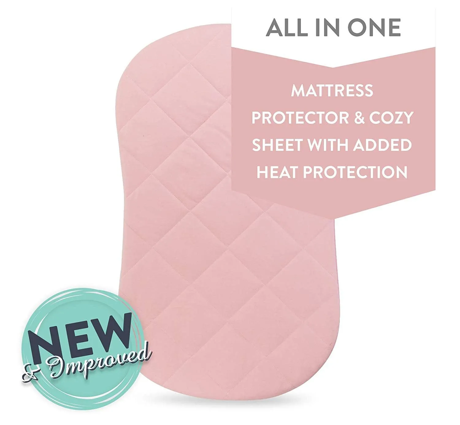 Quilted Waterproof Bassinet Sheet with Heat Protection - Pink