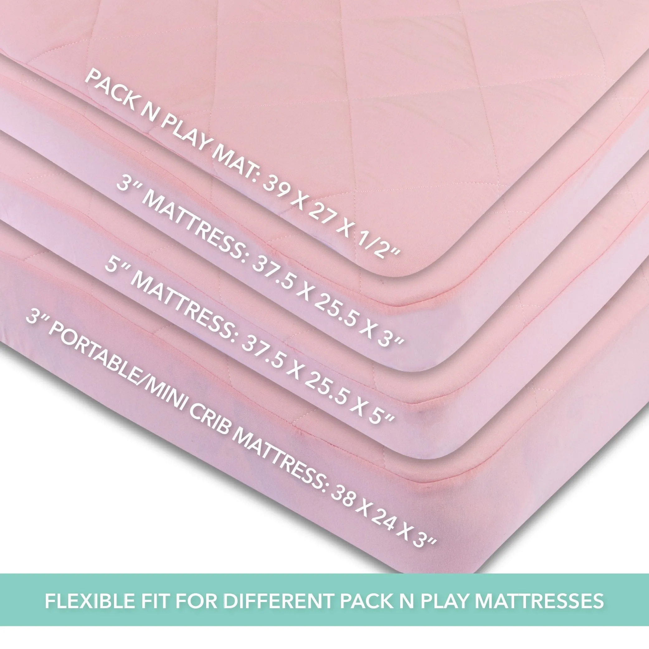 Quilted Waterproof Pack n Play | Portable Crib Sheet - Pink