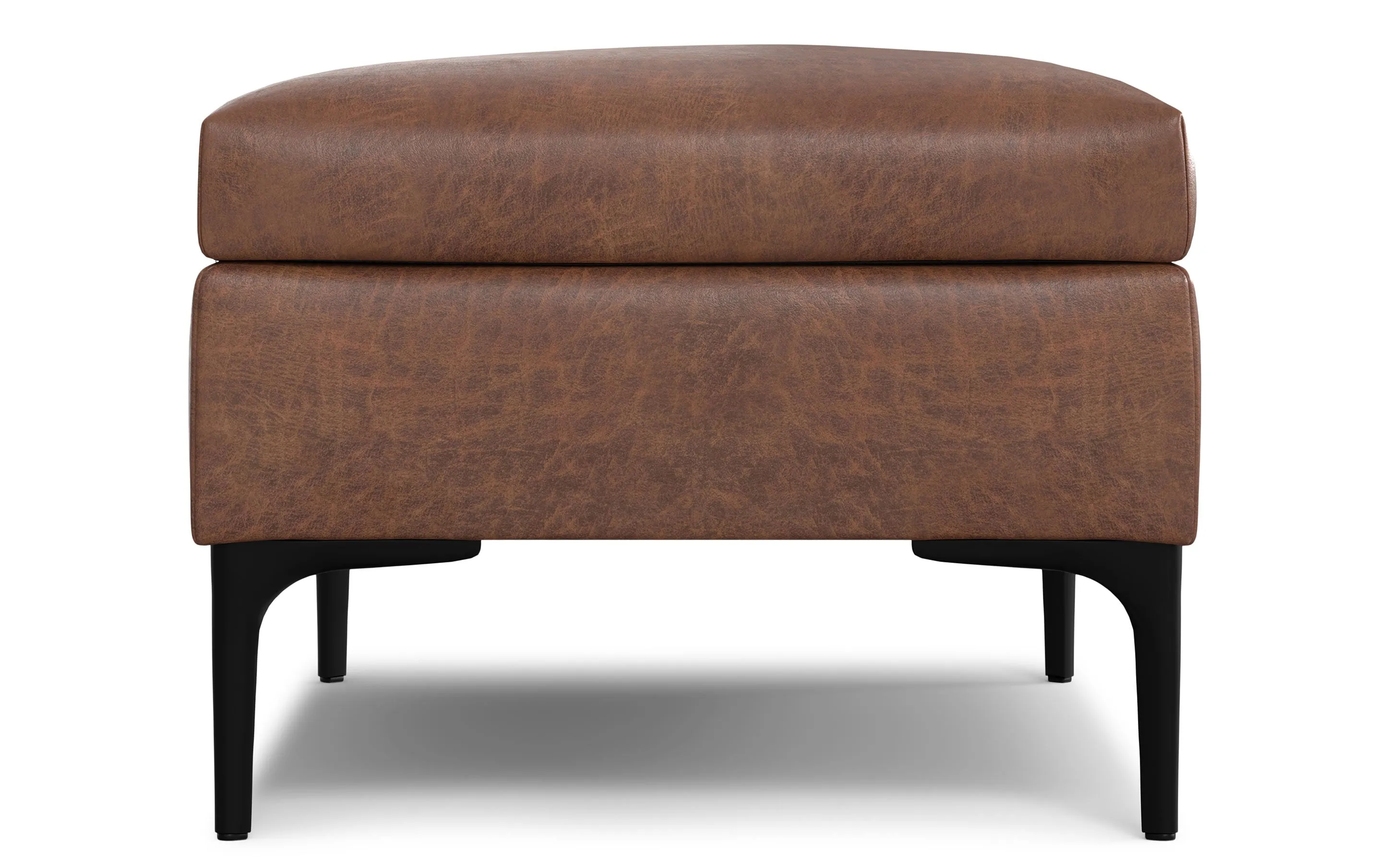 Rebecca Rectangular Coffee Table Storage Ottoman with Lift Up in Distressed Vegan Leather