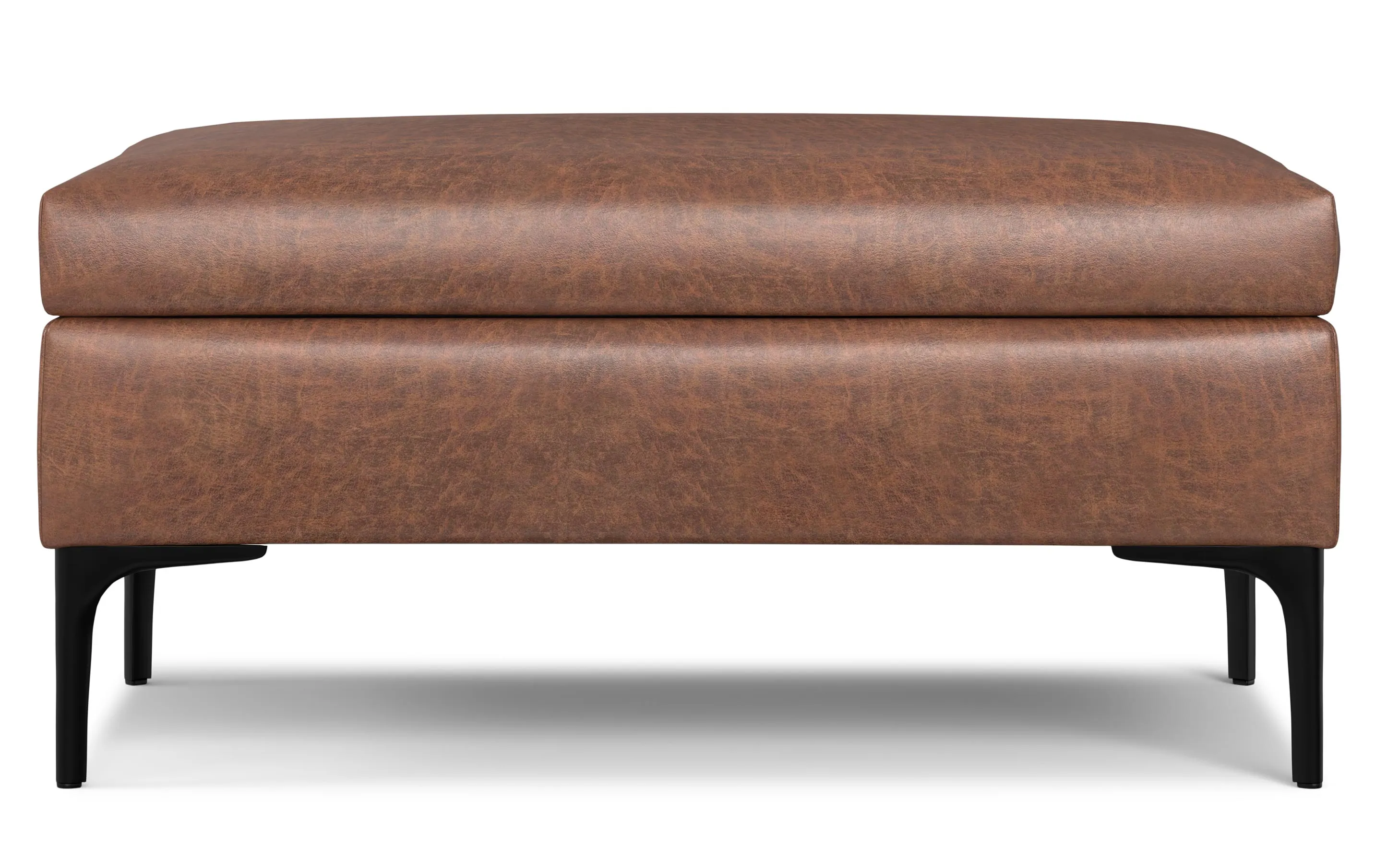 Rebecca Rectangular Coffee Table Storage Ottoman with Lift Up in Distressed Vegan Leather