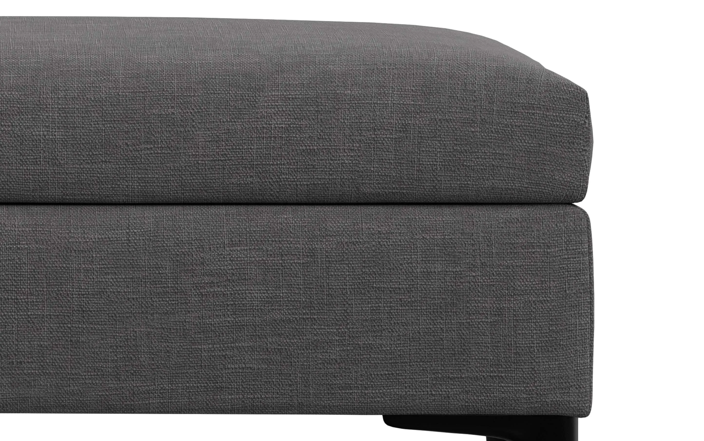 Rebecca Rectangular Coffee Table Storage Ottoman with Lift Up Lid in Linen Style Fabric