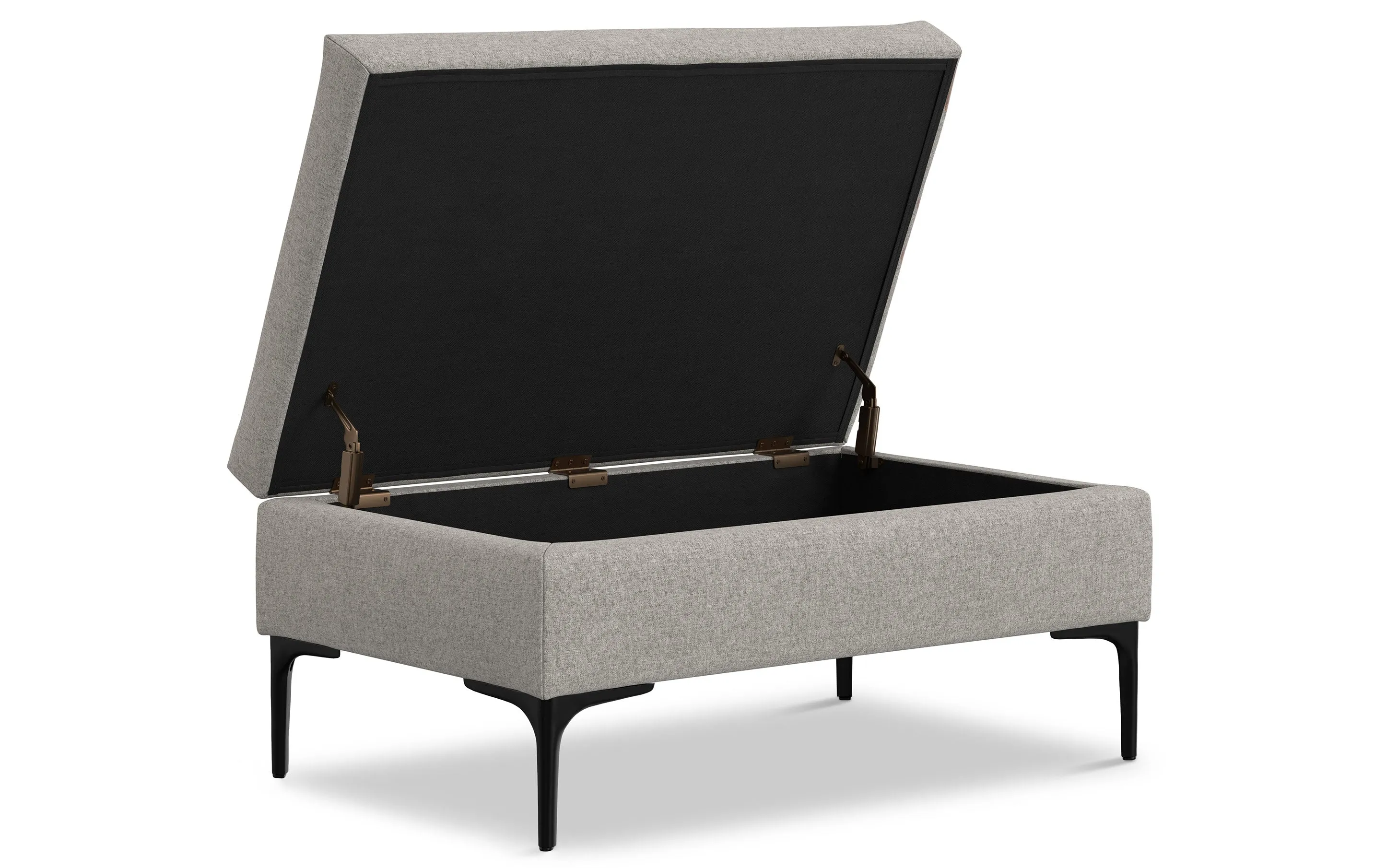 Rebecca Rectangular Coffee Table Storage Ottoman with Lift Up Lid in Linen Style Fabric