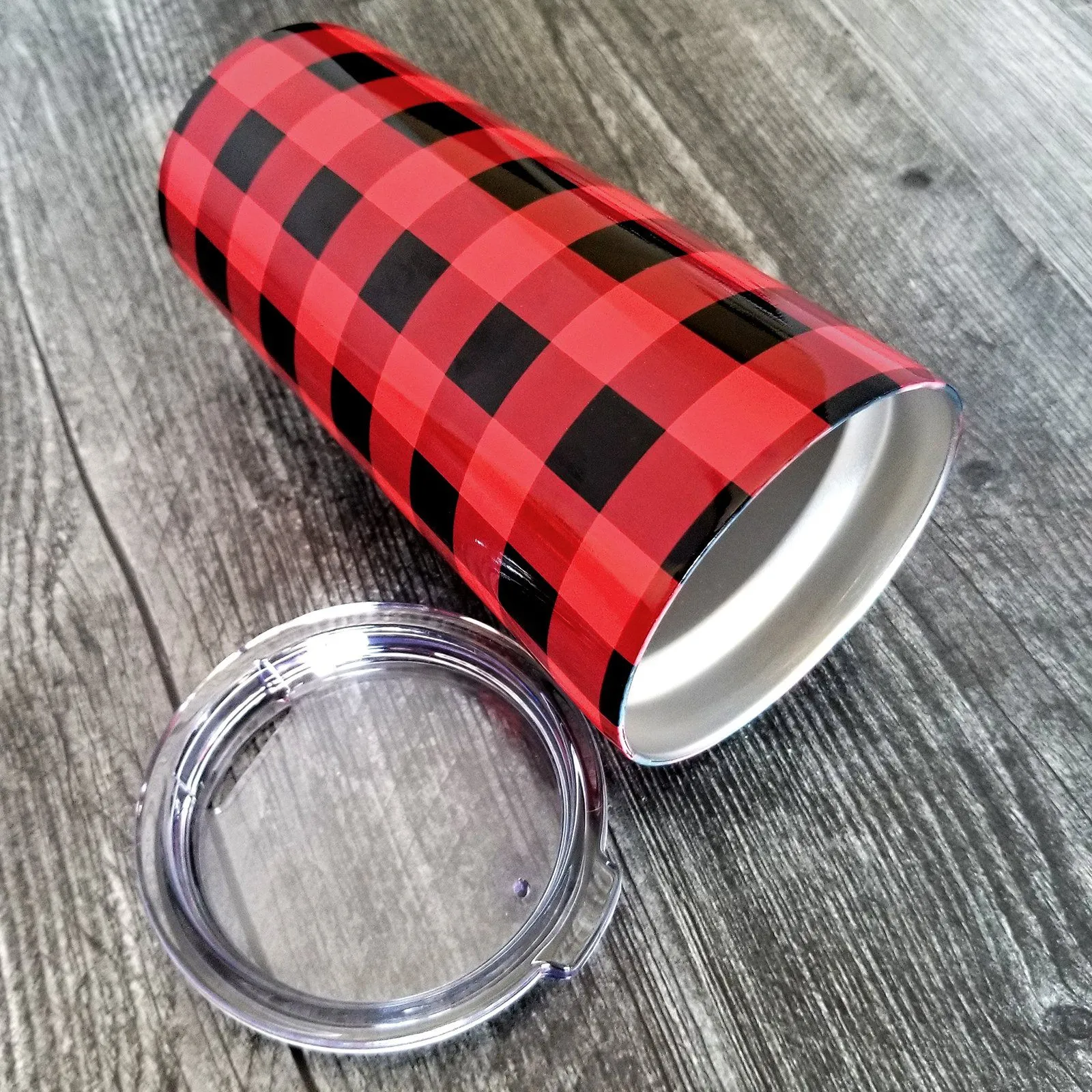 Red and Black Buffalo Plaid Tumbler Cup