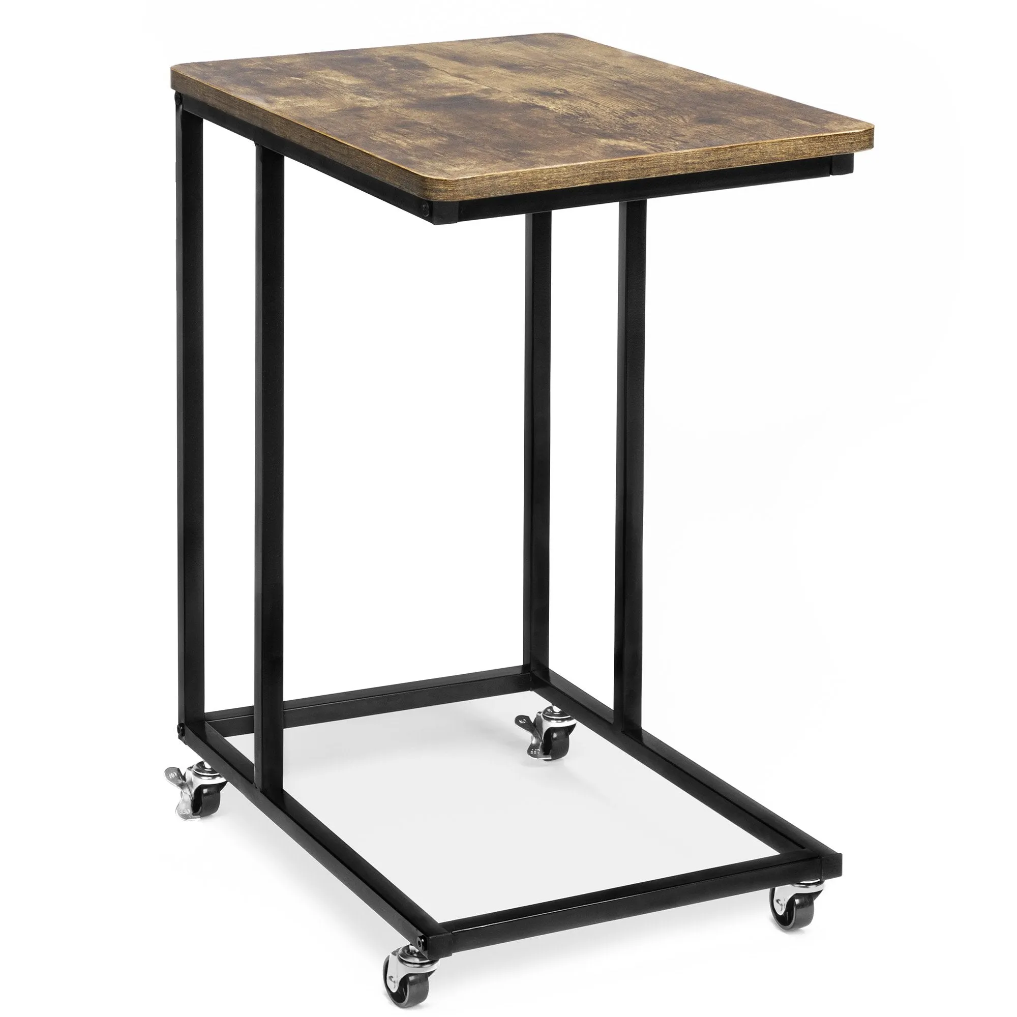 Rolling End Side C-Table for Laptop, Meals, Drinks, w/ Wheels