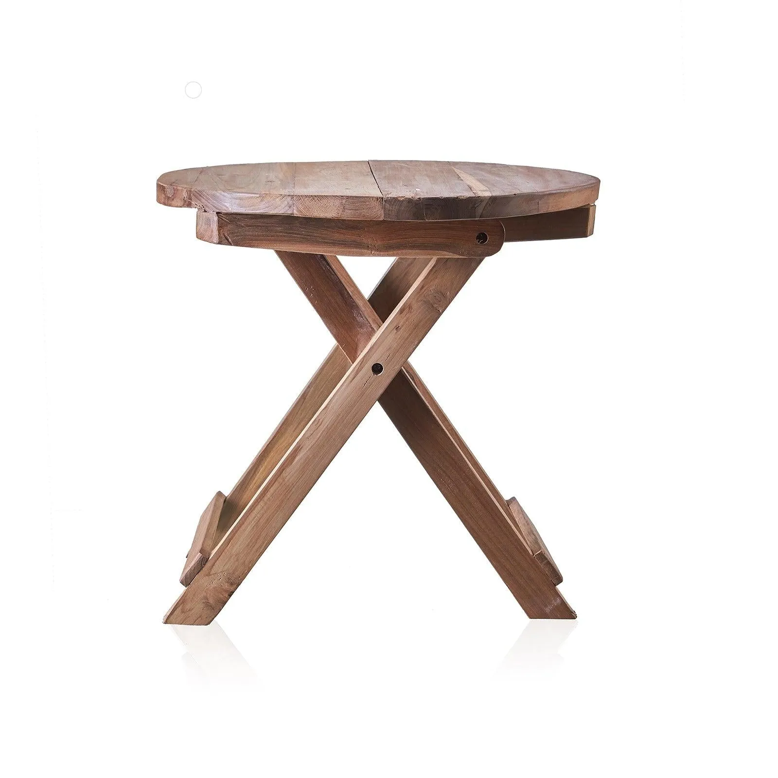 Round Bed Side Table / Coffee Table - Recycled Wood