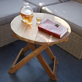 Round Bed Side Table / Coffee Table - Recycled Wood