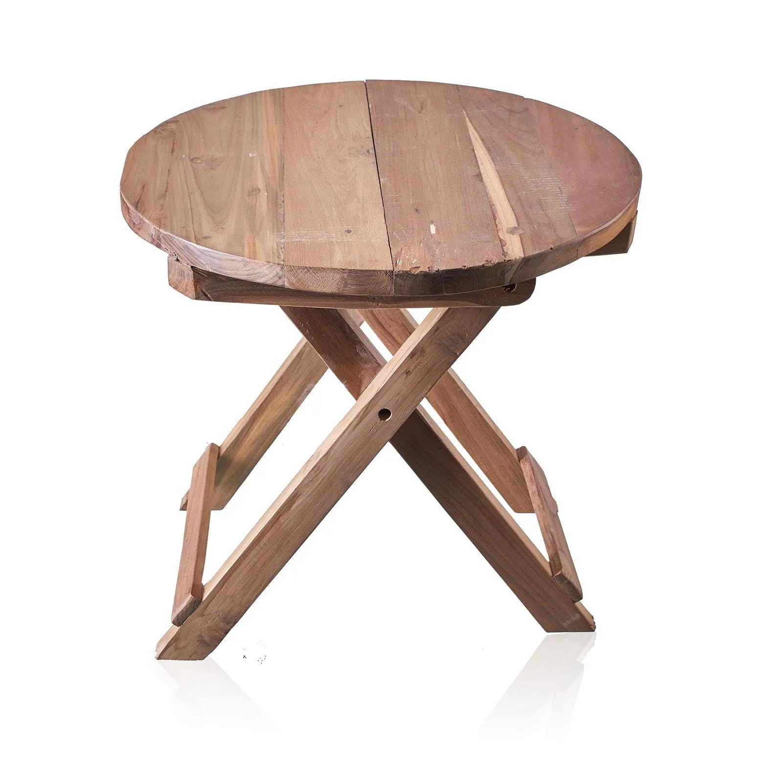 Round Bed Side Table / Coffee Table - Recycled Wood