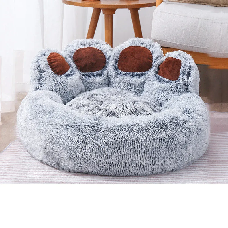 Round Plush Soft Warm Bear Pet Bed