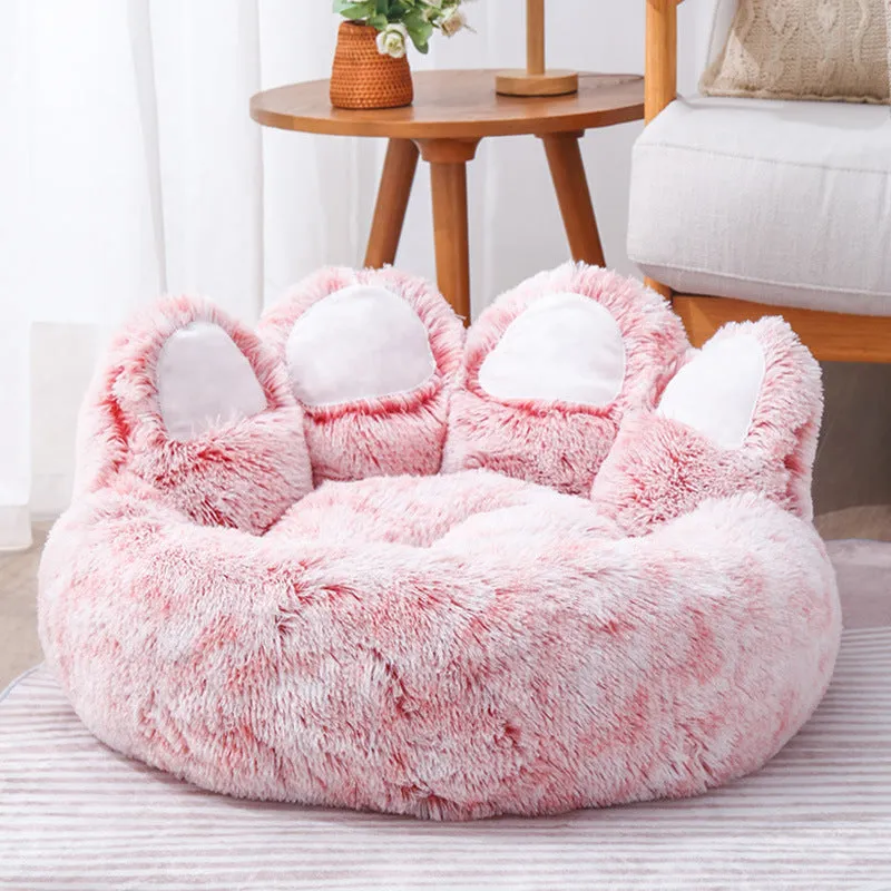 Round Plush Soft Warm Bear Pet Bed