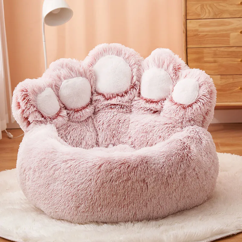 Round Plush Soft Warm Bear Pet Bed