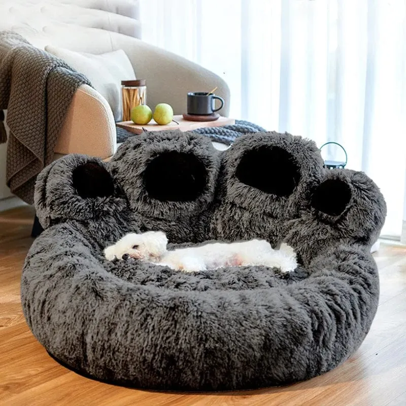 Round Plush Soft Warm Bear Pet Bed