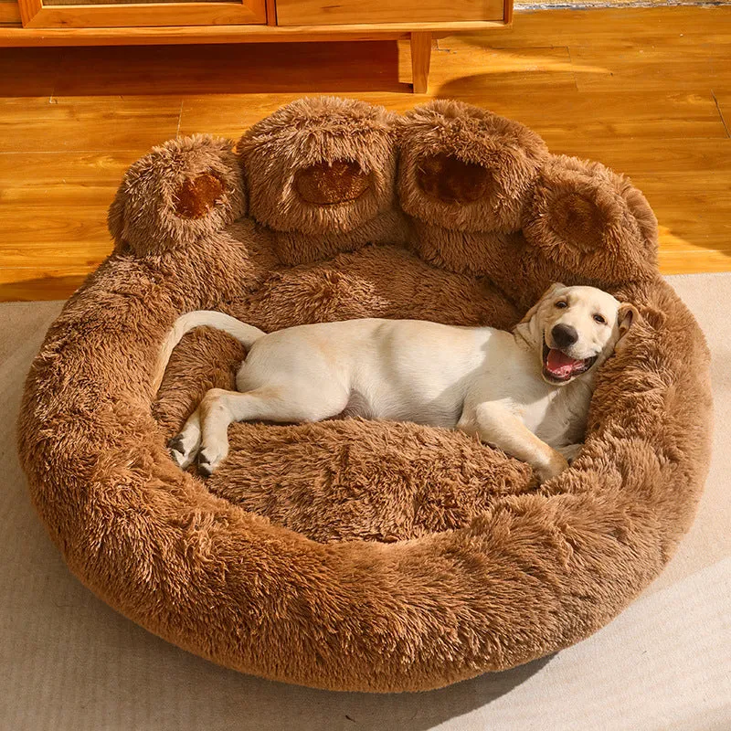 Round Plush Soft Warm Bear Pet Bed