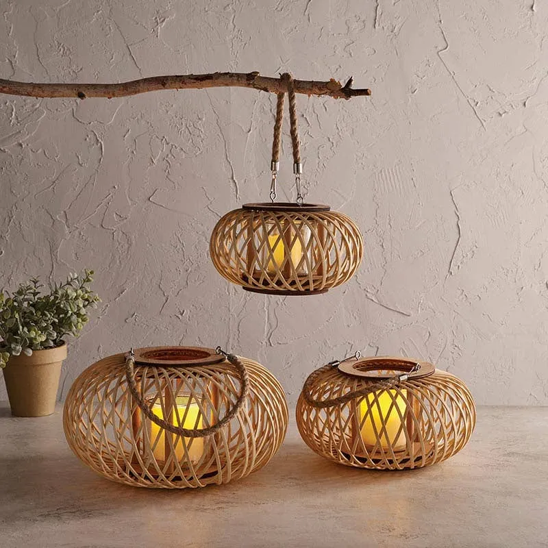 Round Tan Lantern - Medium