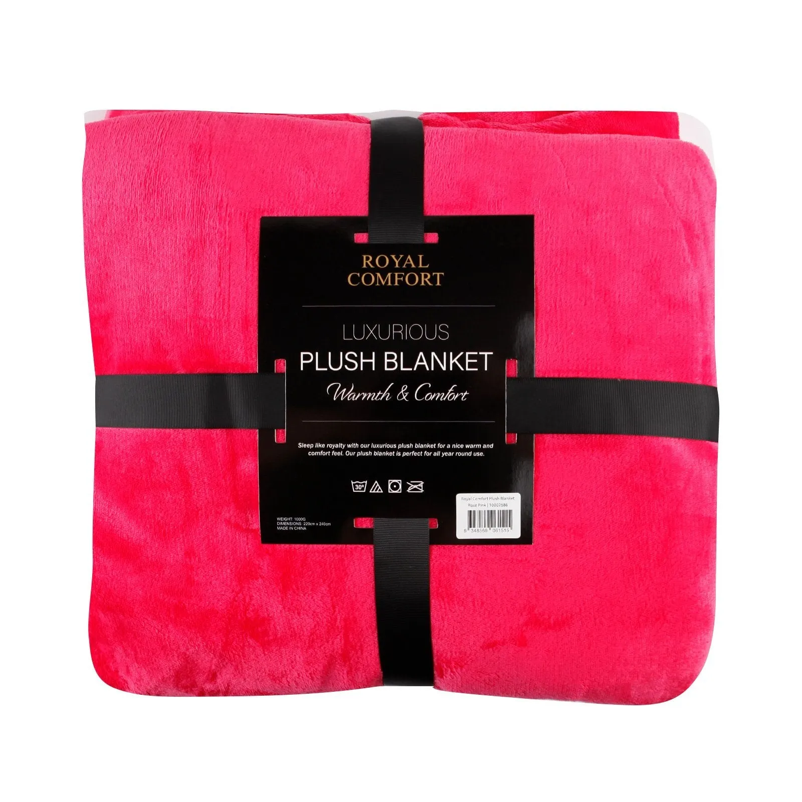 Royal Comfort Plush Blanket Throw Warm Soft Super Soft Large 220cm x 240cm Rose Pink