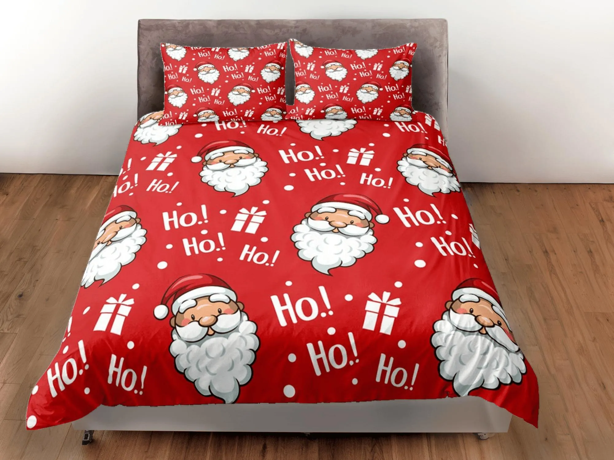 Santa Claus Laugh Christmas bedding & pillowcase holiday gift red duvet cover king queen full twin toddler bedding baby Christmas farmhouse