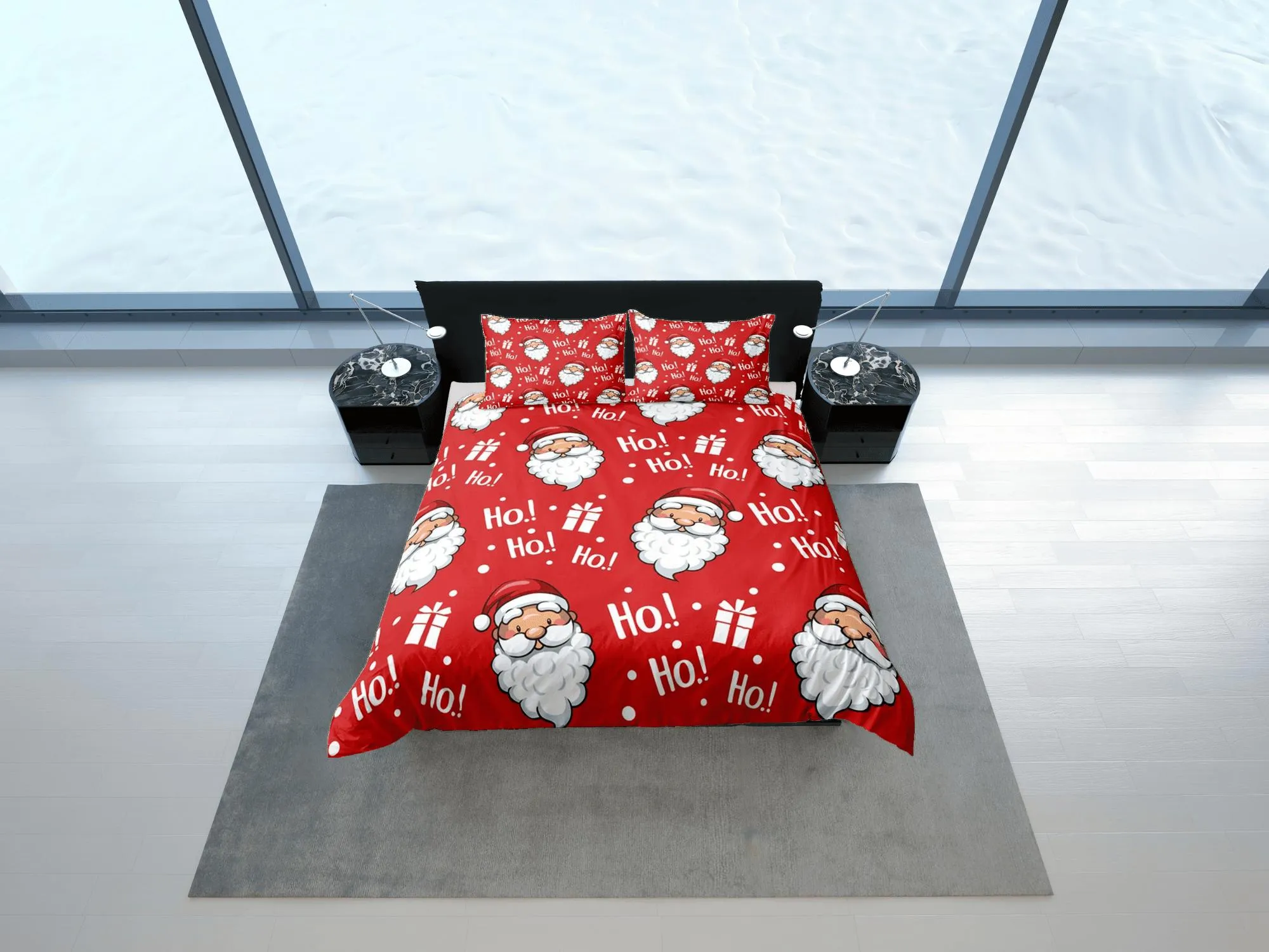 Santa Claus Laugh Christmas bedding & pillowcase holiday gift red duvet cover king queen full twin toddler bedding baby Christmas farmhouse