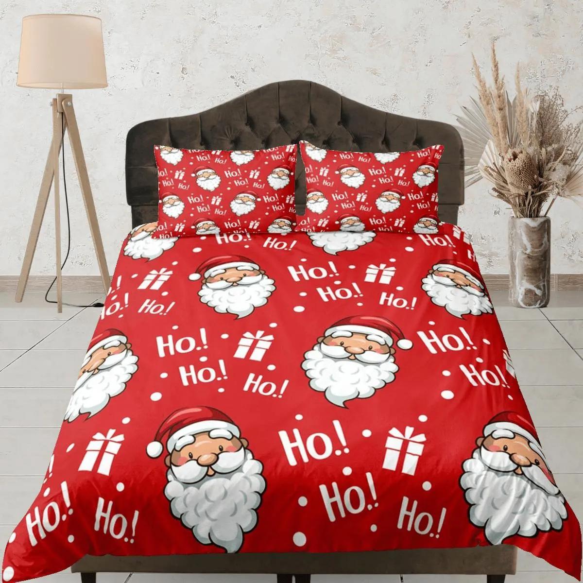 Santa Claus Laugh Christmas bedding & pillowcase holiday gift red duvet cover king queen full twin toddler bedding baby Christmas farmhouse