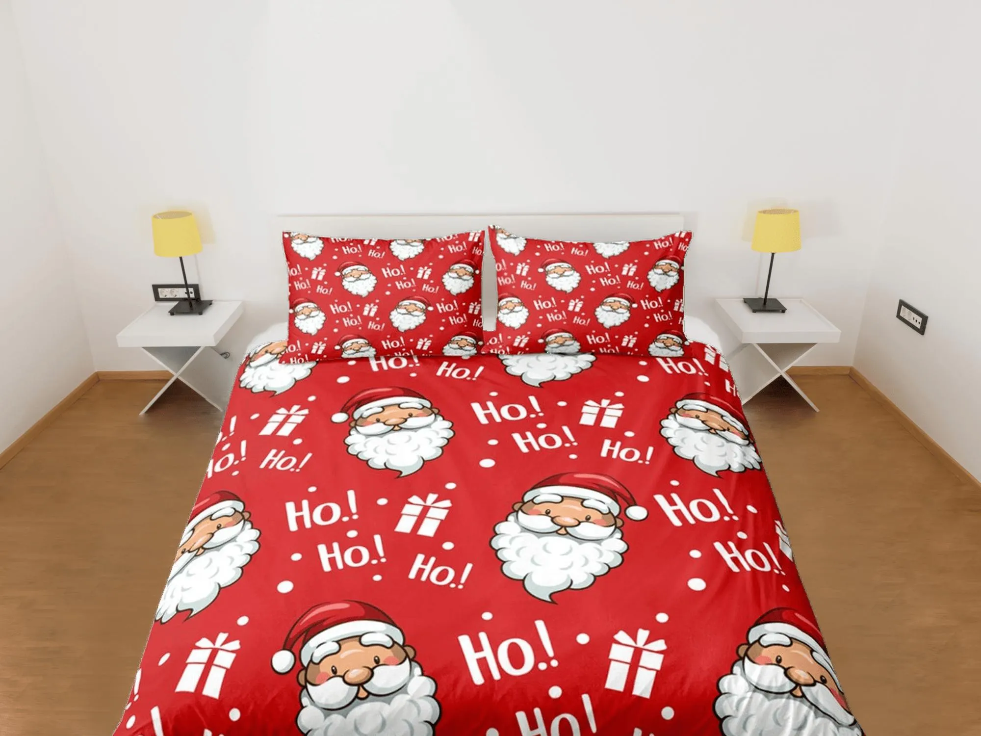 Santa Claus Laugh Christmas bedding & pillowcase holiday gift red duvet cover king queen full twin toddler bedding baby Christmas farmhouse