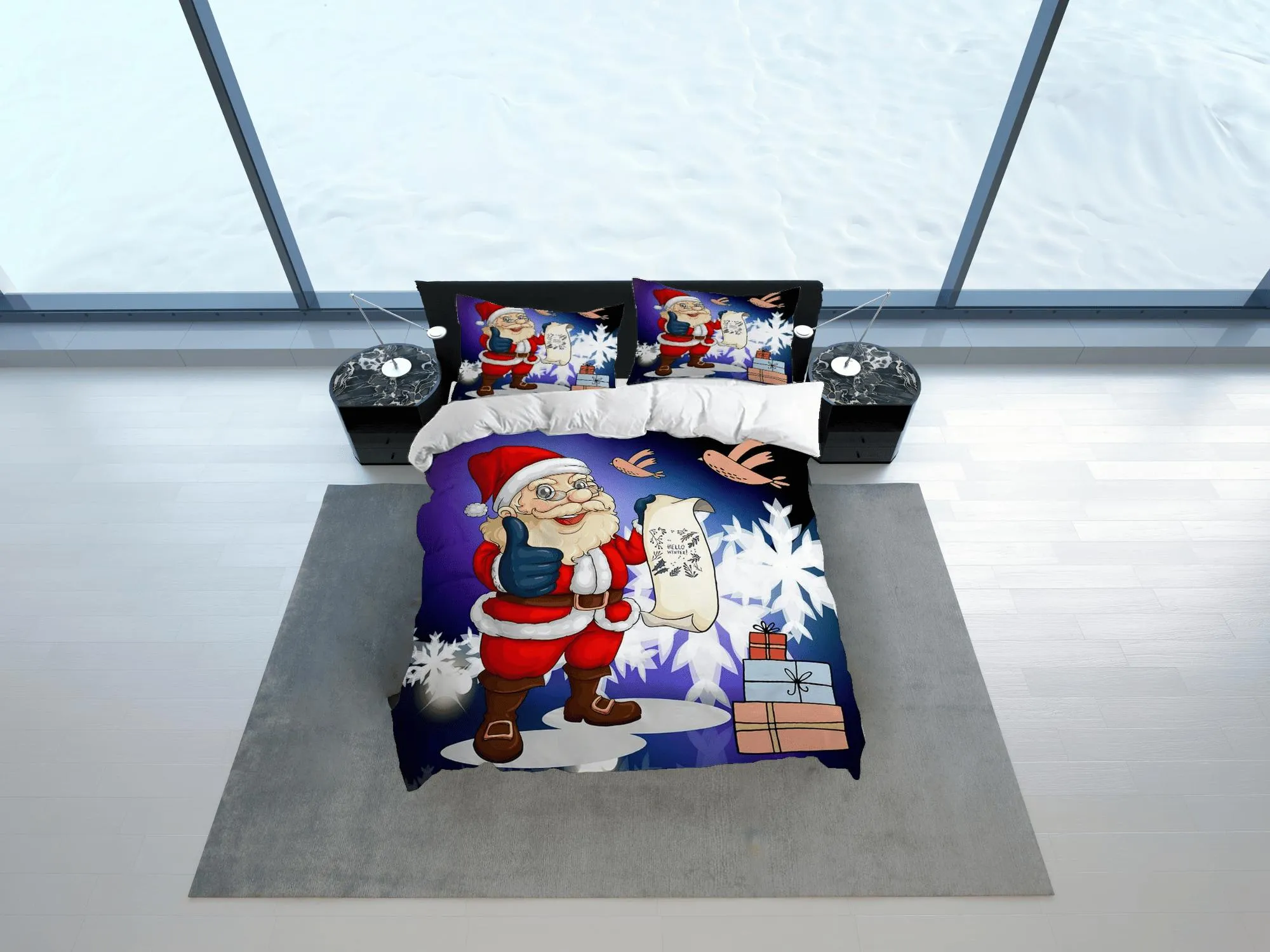 Santa Claus List Christmas bedding & pillowcase holiday gift duvet cover king queen full twin toddler bedding baby Christmas farmhouse decor