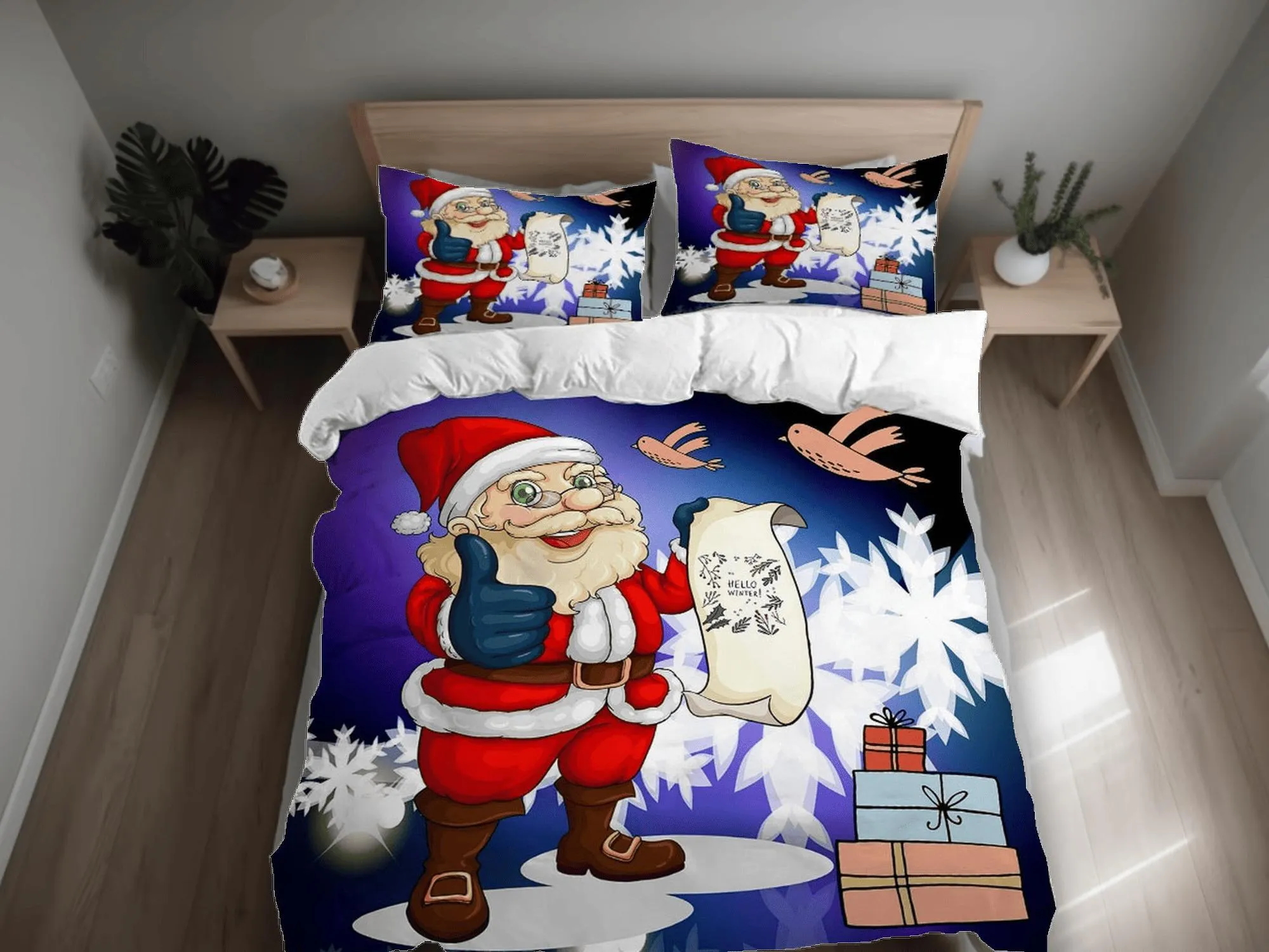 Santa Claus List Christmas bedding & pillowcase holiday gift duvet cover king queen full twin toddler bedding baby Christmas farmhouse decor