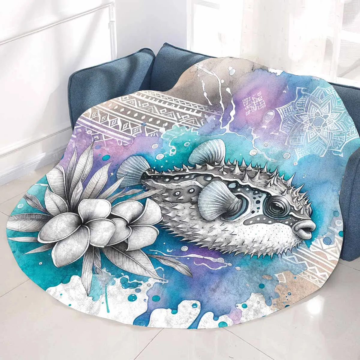 Sea_Animals_Stonfish_Awd351105  Circular Micro Fleece Blanket 60"