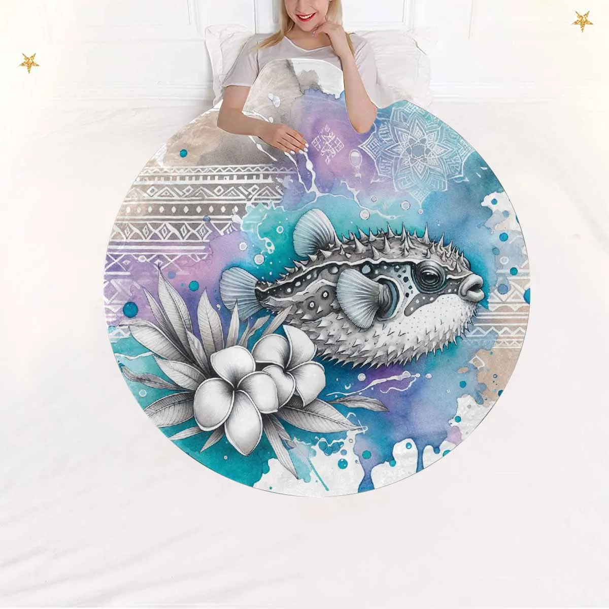 Sea_Animals_Stonfish_Awd351105  Circular Micro Fleece Blanket 60"