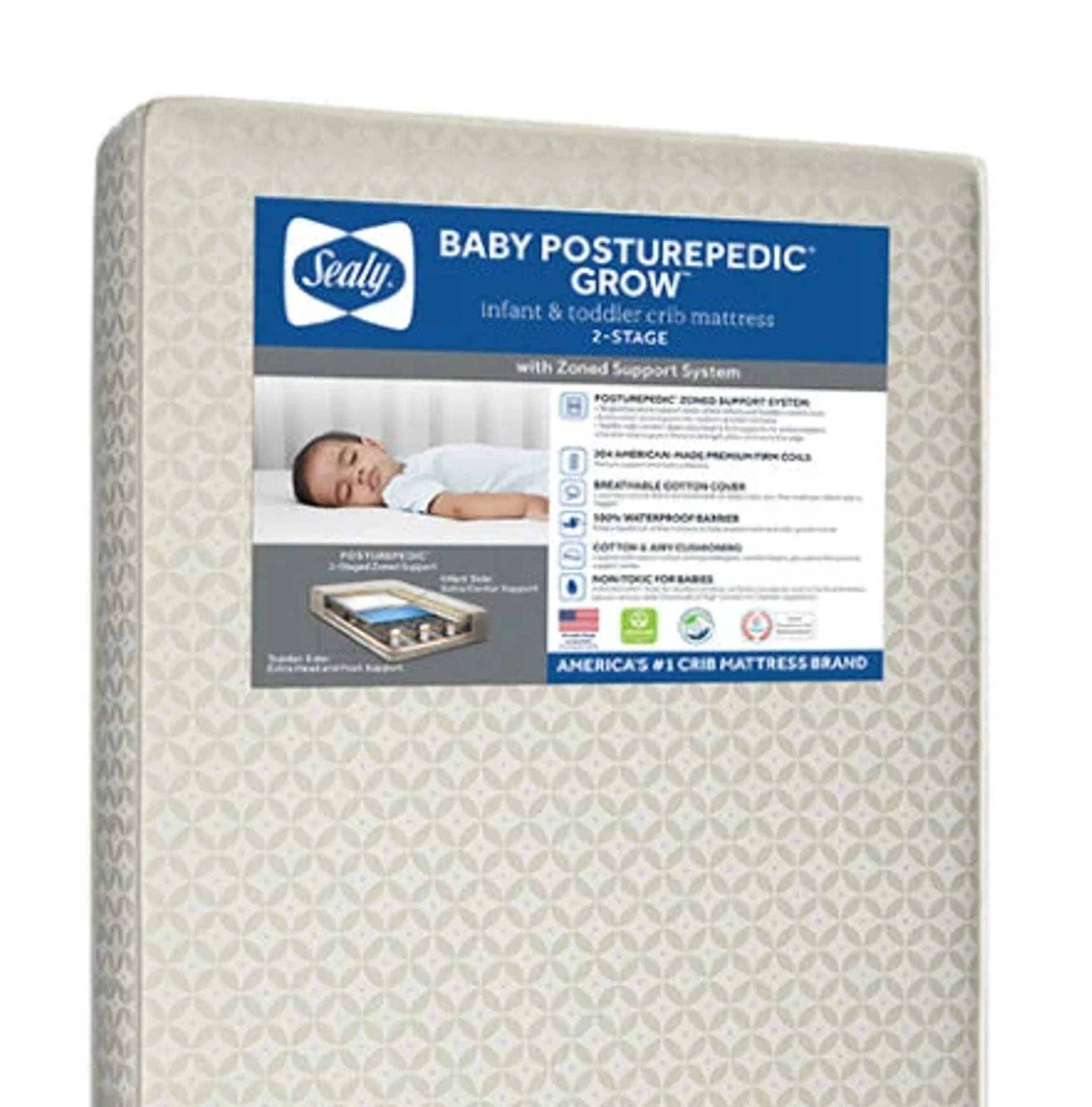 Sealy® Baby Posturepedic Grow 2-Stage Crib Mattress and Toddler Mattress