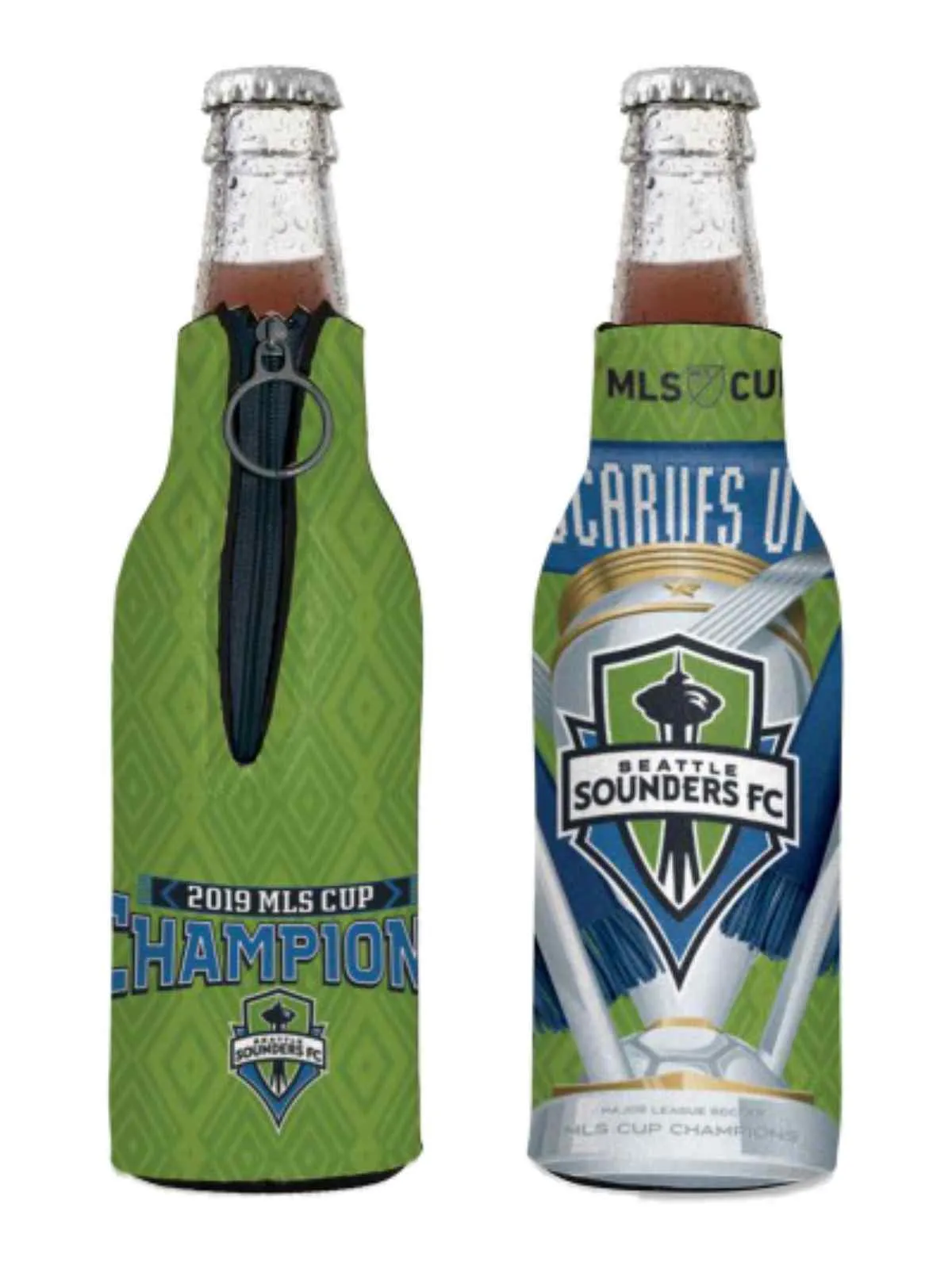 Seattle Sounders 2019 MLS Cup Champions WinCraft Zip-Up Bottle Hugger Cooler