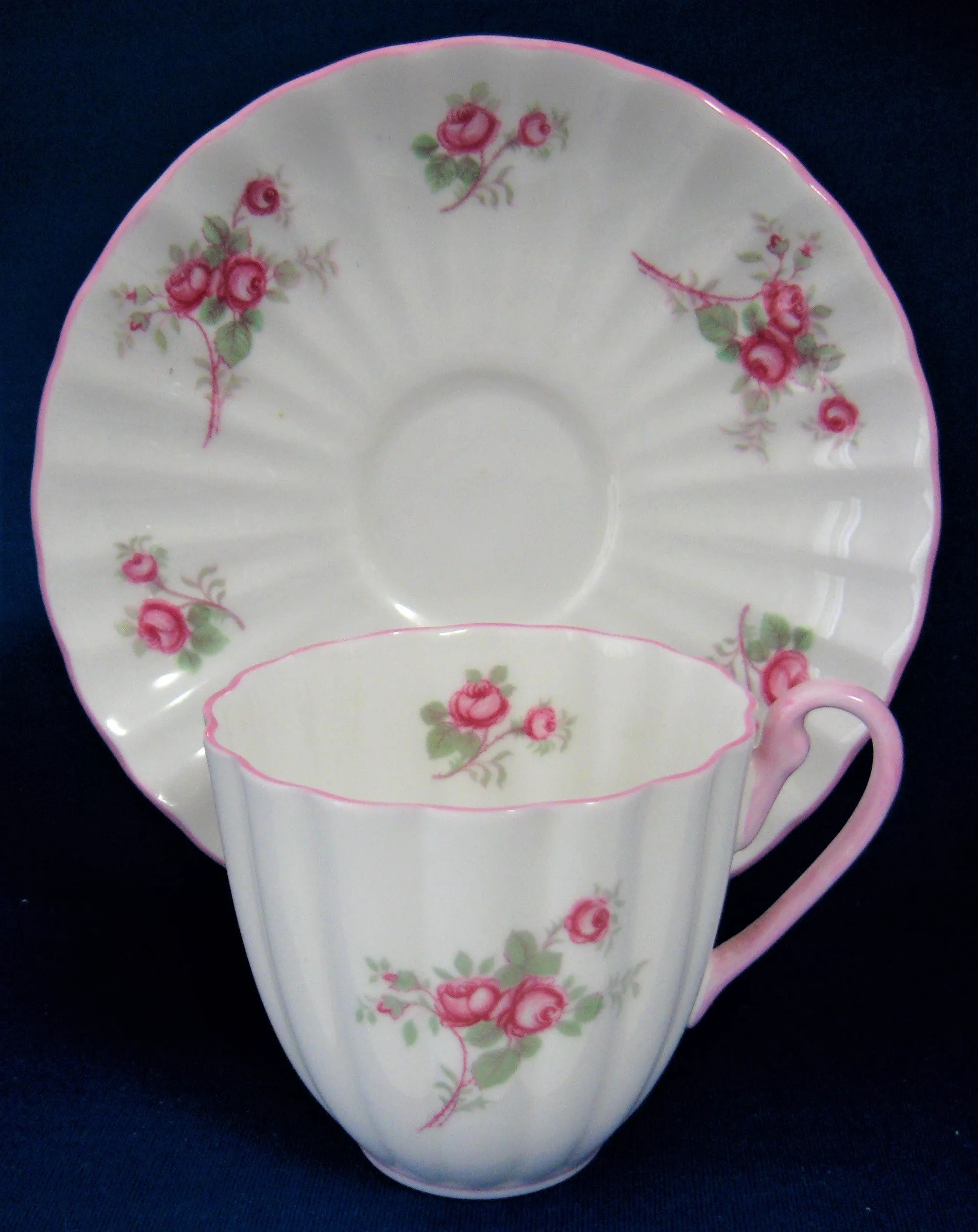 Shelley Rose Spray Chintz Cup and Saucer Ludlow Coffee Demitasse 1950s