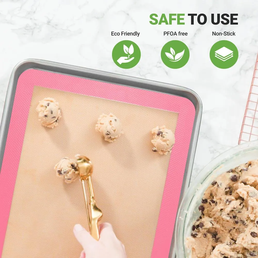 Silicone Baking Sheet - Reusable, Easy & Convenient, Nonstick Matt Used For Oven - (Pink)