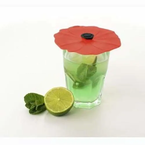 Silicone Drink Cover (2pce) Red Poppy