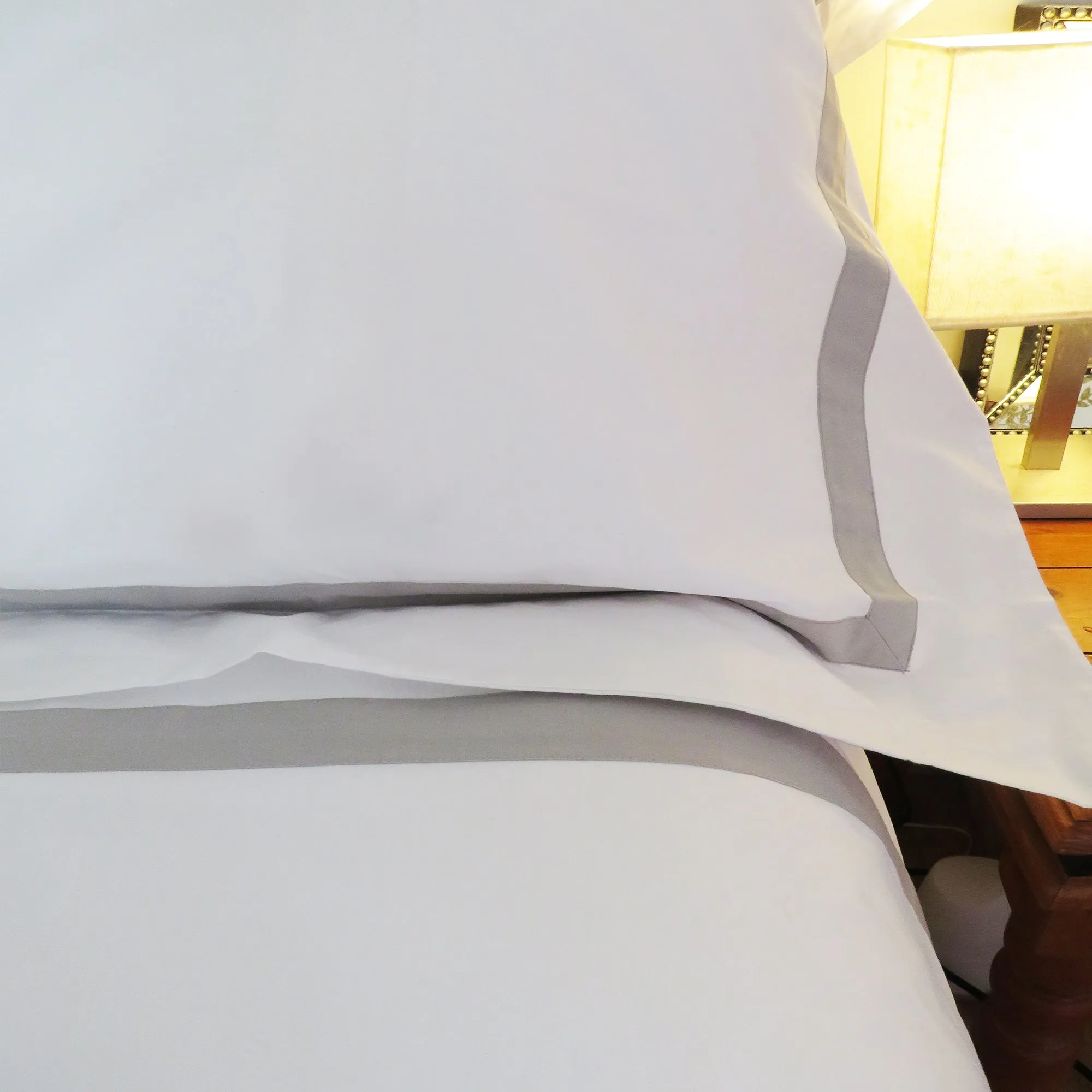 Silver Edge Cotton Percale Duvet Cover