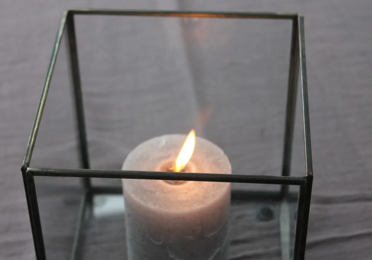 Simple Antique Zinc & Glass Box Lantern - Four Sizes