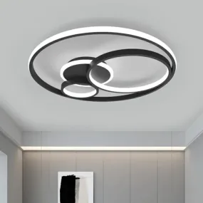 Sleek Black Acrylic Ring LED Flush Mount Ceiling Light for Bedrooms