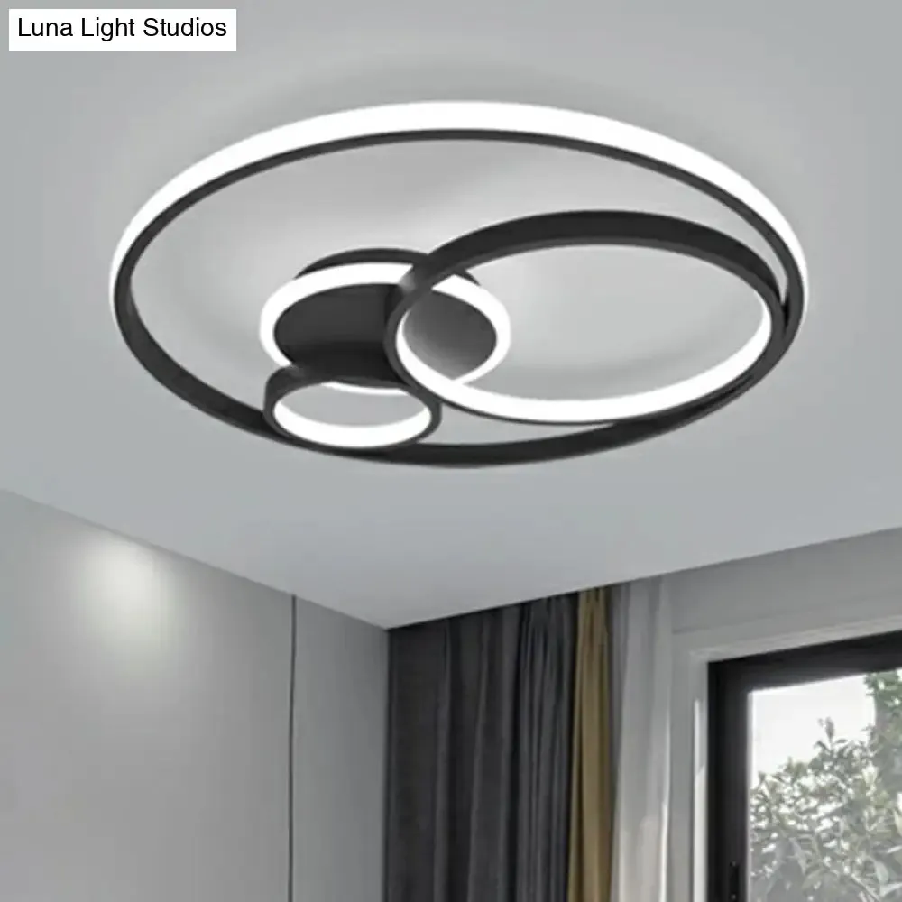 Sleek Black Acrylic Ring LED Flush Mount Ceiling Light for Bedrooms