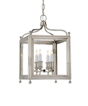 Small Greggory Hanging Lantern, Polished Nickel