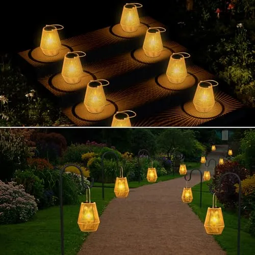 Solar Lanterns, KagoLing Solar Lights Outdoor Waterproof Solar Lights for Outside Hanging Solar Lantern Solar Table Lamp Lights Decoration for Garden,Yard,Patio,Porch,Trees,Lawn,Pathway, 2 Pack