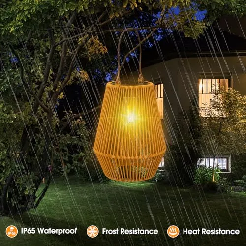 Solar Lanterns, KagoLing Solar Lights Outdoor Waterproof Solar Lights for Outside Hanging Solar Lantern Solar Table Lamp Lights Decoration for Garden,Yard,Patio,Porch,Trees,Lawn,Pathway, 2 Pack