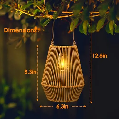 Solar Lanterns, KagoLing Solar Lights Outdoor Waterproof Solar Lights for Outside Hanging Solar Lantern Solar Table Lamp Lights Decoration for Garden,Yard,Patio,Porch,Trees,Lawn,Pathway, 2 Pack