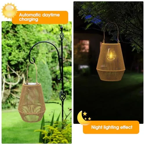 Solar Lanterns, KagoLing Solar Lights Outdoor Waterproof Solar Lights for Outside Hanging Solar Lantern Solar Table Lamp Lights Decoration for Garden,Yard,Patio,Porch,Trees,Lawn,Pathway, 2 Pack