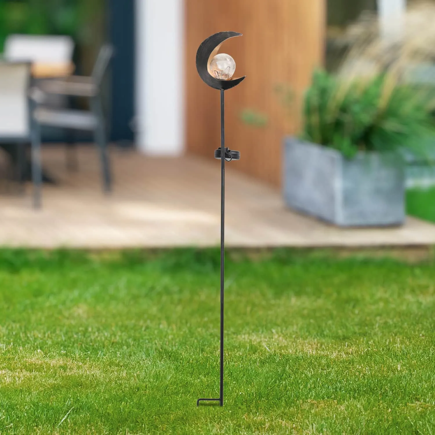 Solar Lunar Torch Moon Garden Stake, 5 by 37 Inches