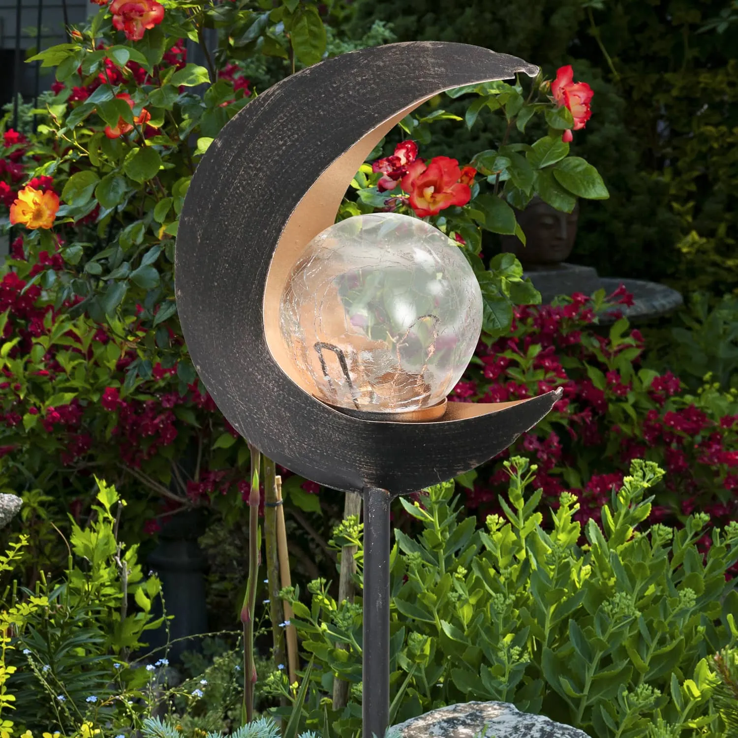 Solar Lunar Torch Moon Garden Stake, 5 by 37 Inches