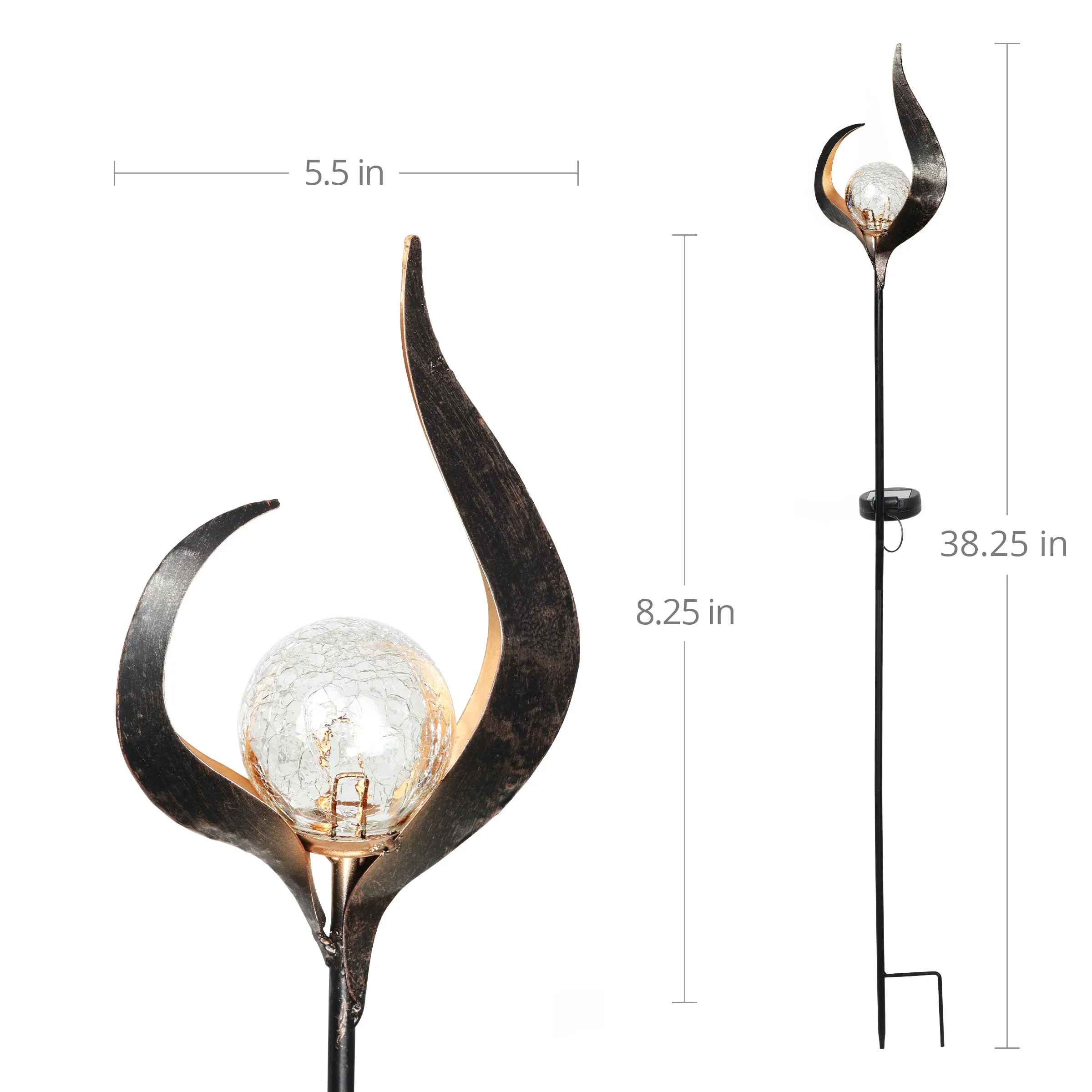 Solar Open Flame Torch Garden Stake, 5 by 37 Inches