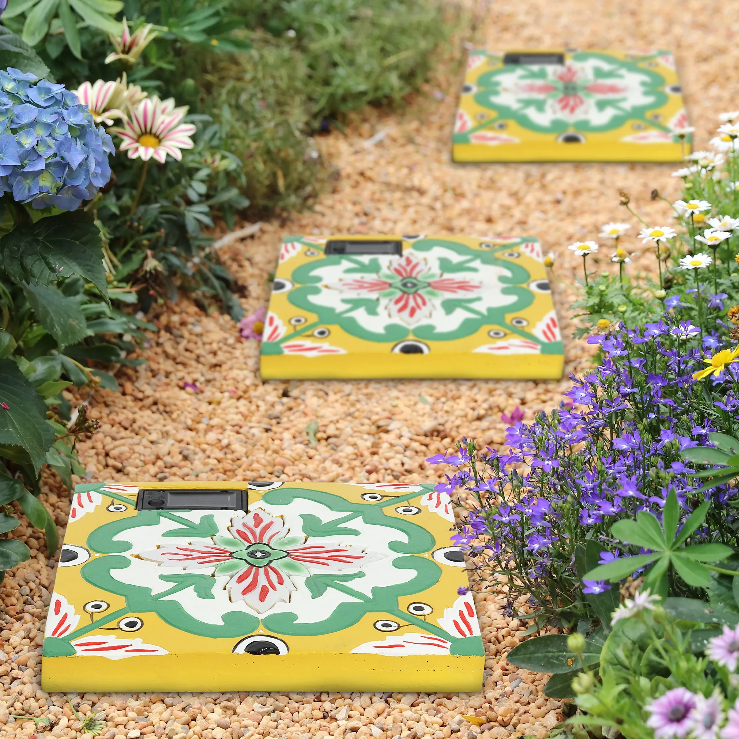 Solar Yellow and Green Mediterranean Stepping Stone, 10.5 Inch