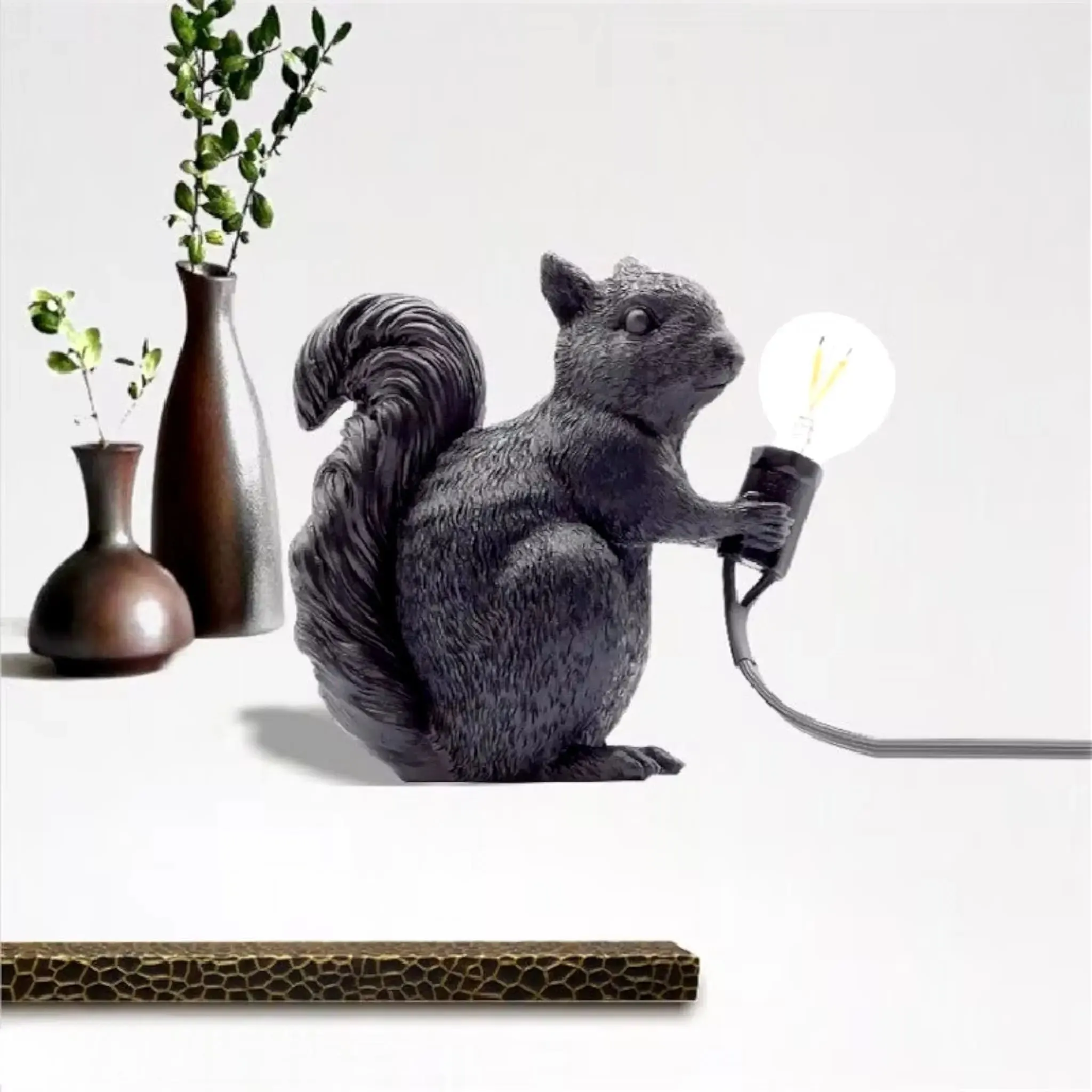 Squirrel Night Light | Resin LED Table Lamp for Bedroom & Living Room