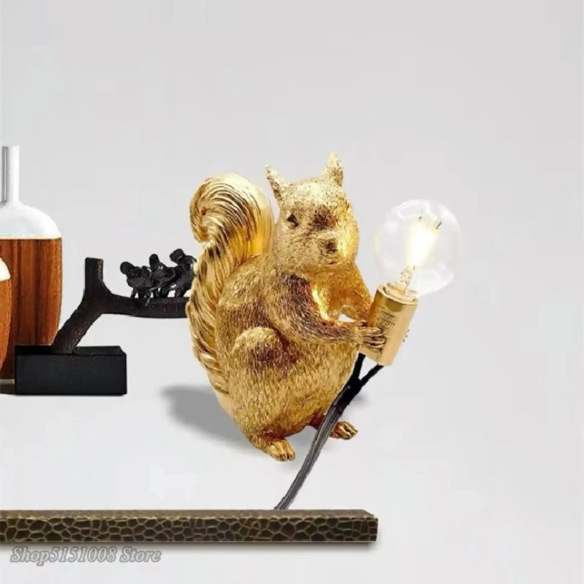 Squirrel Night Light | Resin LED Table Lamp for Bedroom & Living Room