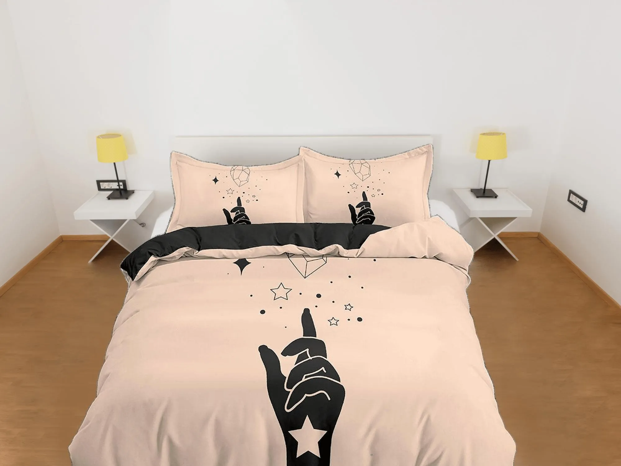 Stars Boho Beige Bedding Minimalist, Zodiac Gift Celestial Dorm Bedding, Astrology Duvet Cover Set, Aesthetic Duvet Cover King Queen Full