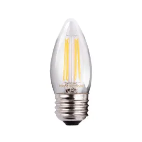 Straight Tip Chandelier Filament bulb, 60W Equivalent, B11 shape, E26 Medium base, 3000K, 90 CRI, Clear