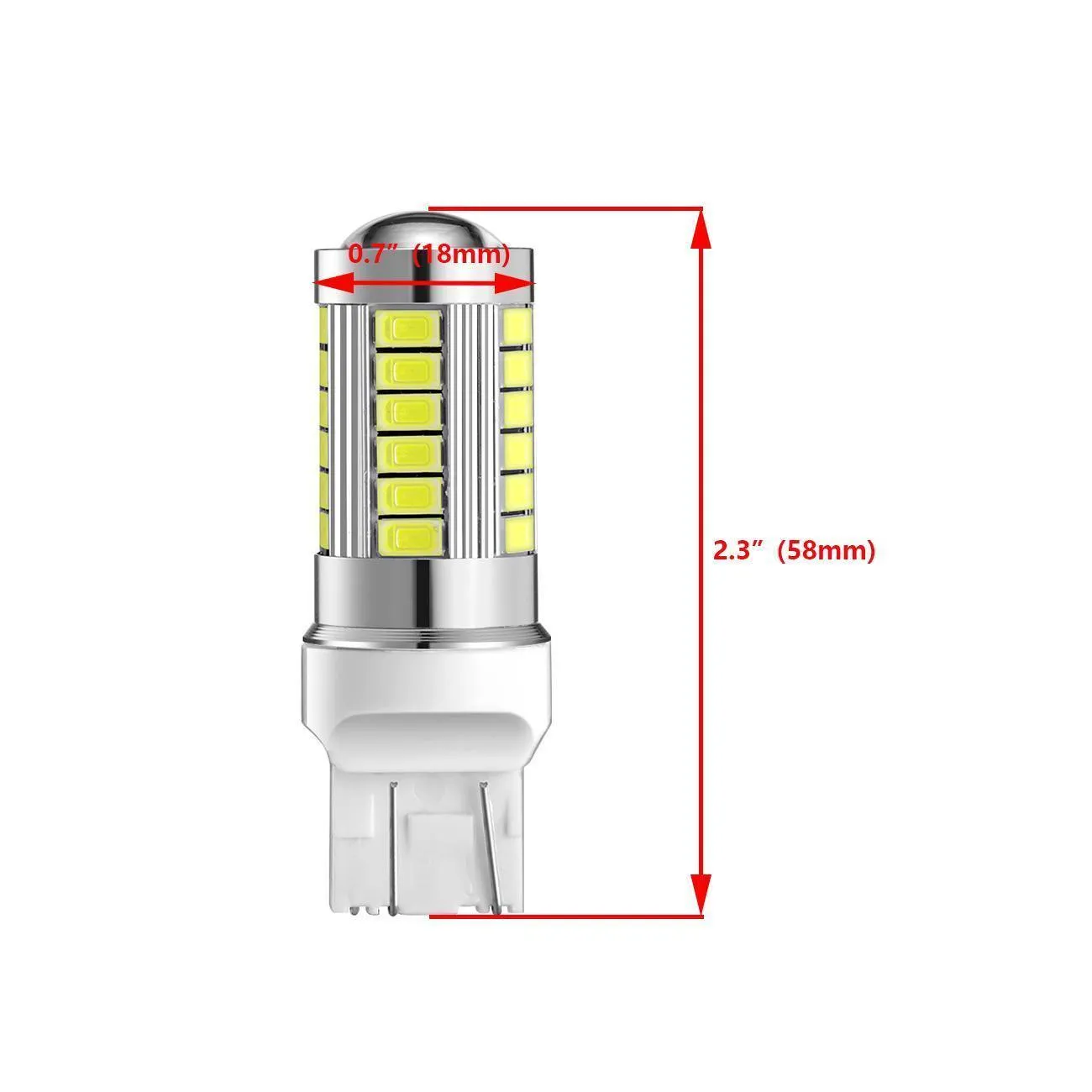 T20 7443 7440 LED  Backup Reverse/Turn Signal/Brake Tail Light 20W 4000LM 6500K White 33LED Series | 2 Bulbs